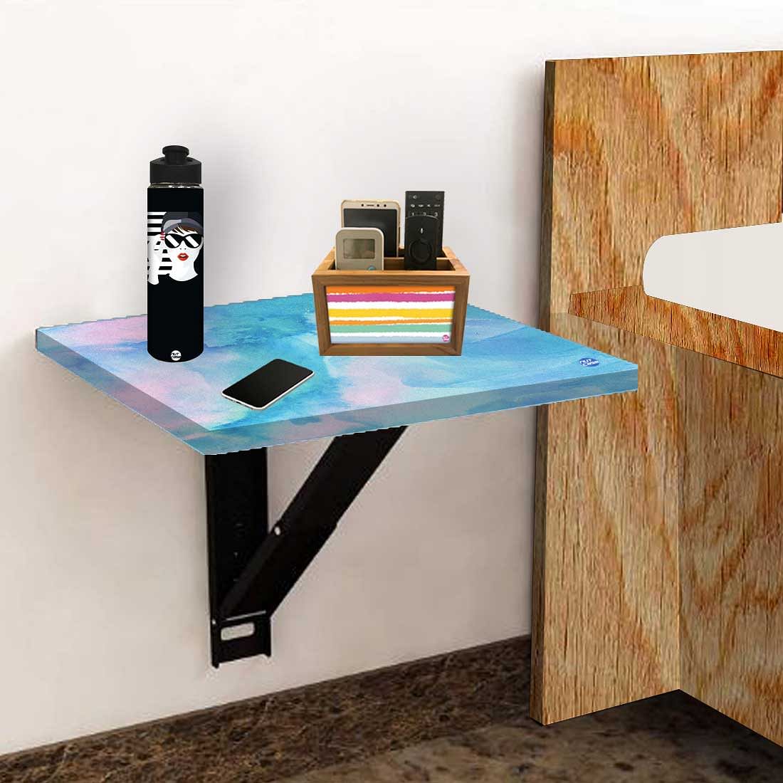 Wall Mounted Bedside Table - Arctic Space Sky Blue Green Watercolor - Image 5