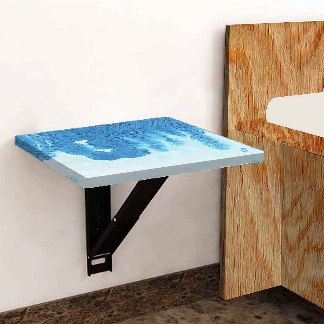 Wall Hung Bedside Table - Arctic Blue Space Watercolor