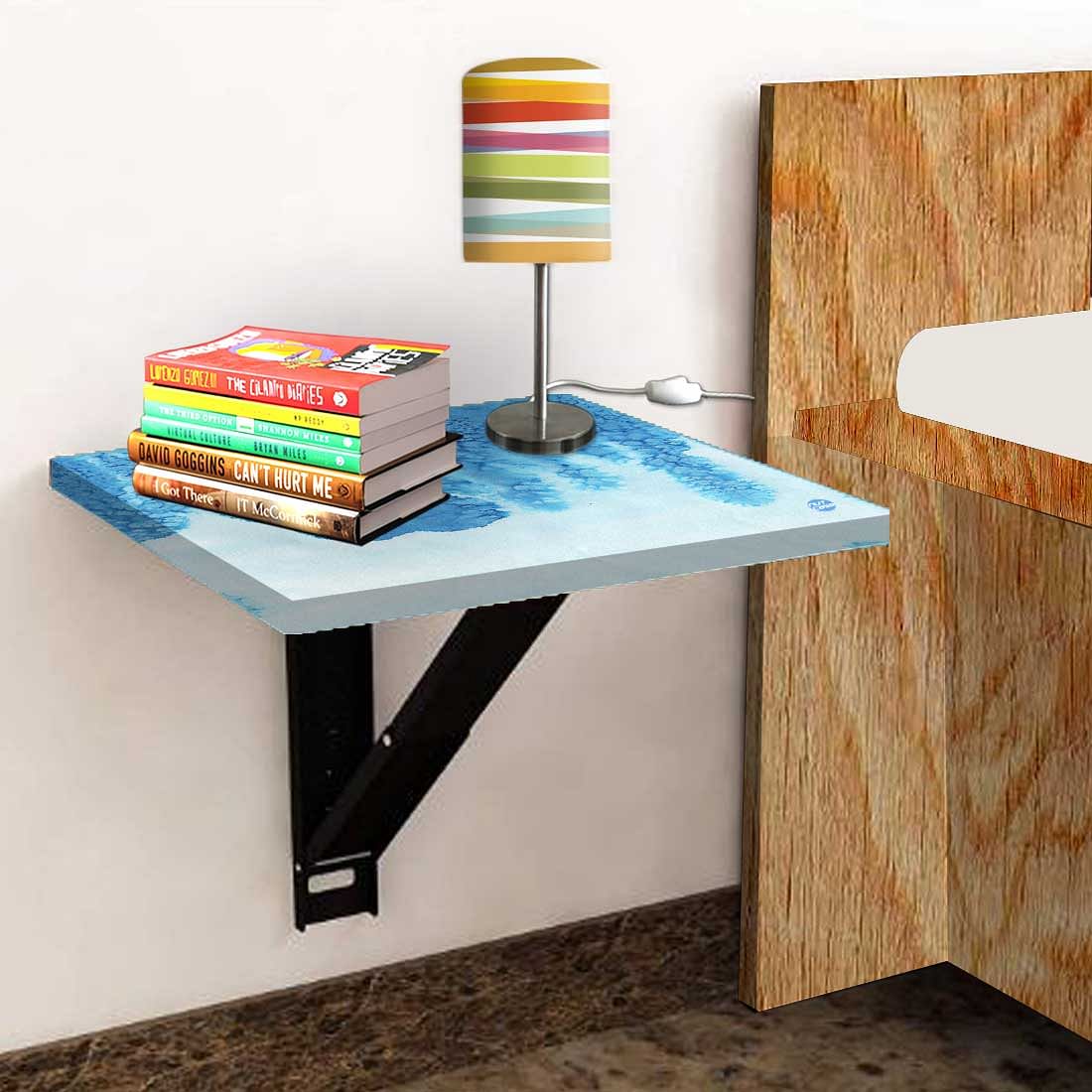 Wall Hung Bedside Table - Arctic Blue Space Watercolor - Image 4