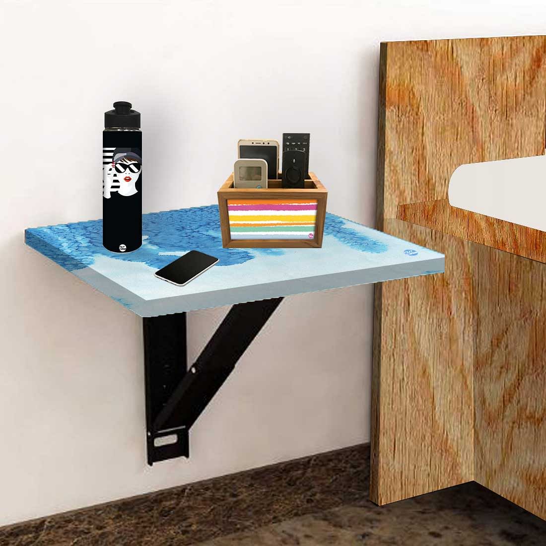 Wall Hung Bedside Table - Arctic Blue Space Watercolor - Image 5