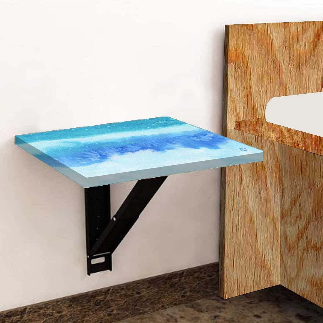 Bedside Table Foldable - Arctic Space Sky Blue Watercolor