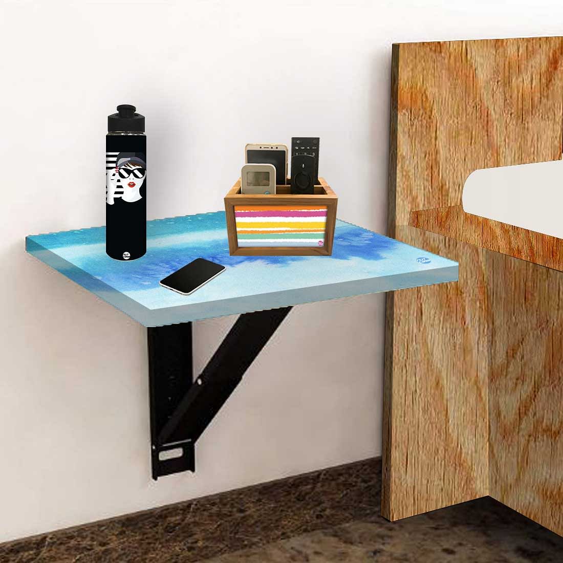 Bedside Table Foldable - Arctic Space Sky Blue Watercolor - Image 5