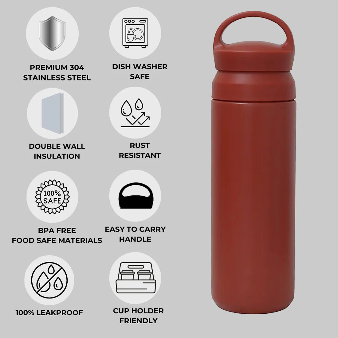 Nutcase Water Bottles with Logo - Insulated Water Bottle 500ml - Image 3