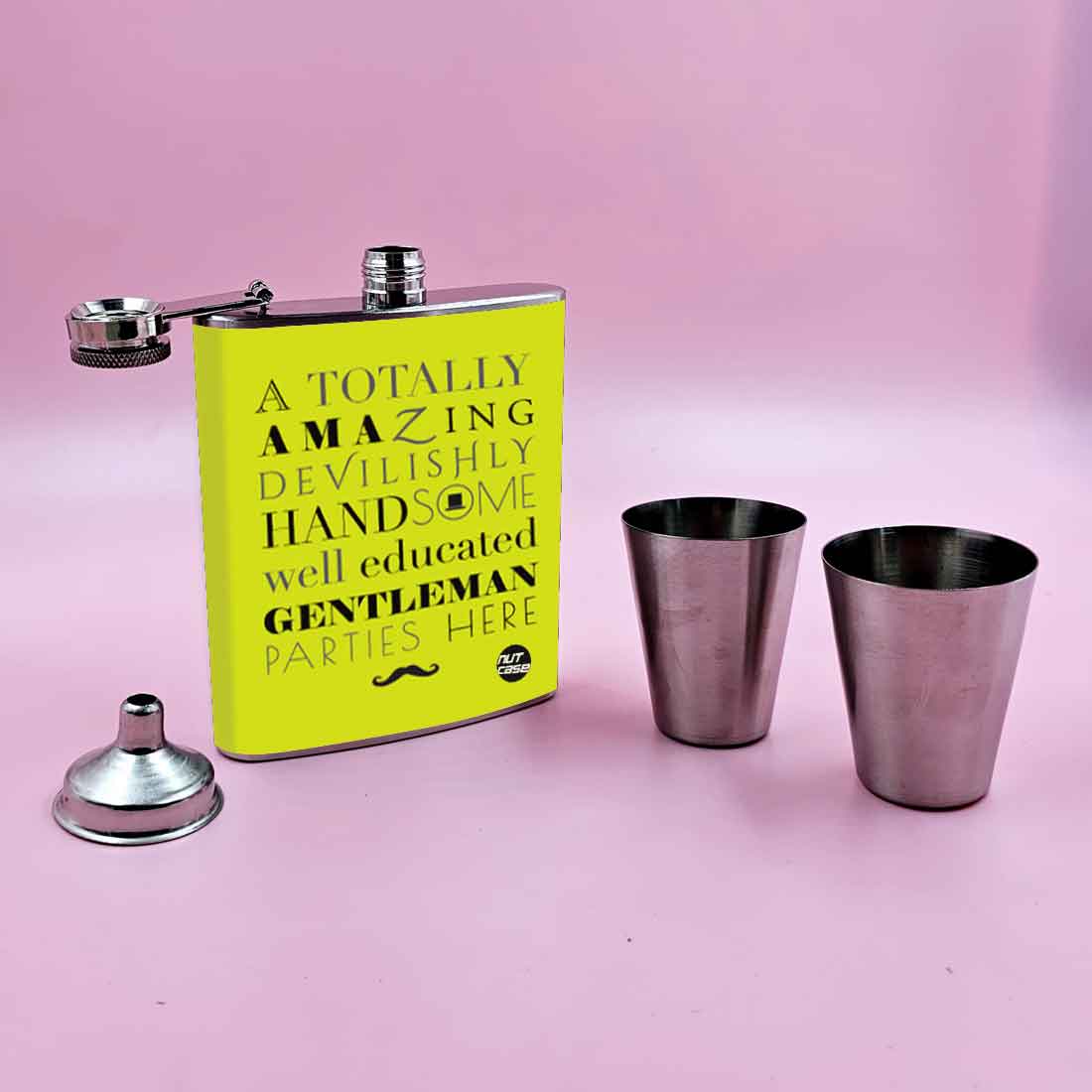 Nutcase Whisky Flask with 2 Shot Glasses - Premium Hip Flask Gifts Set - Image 4