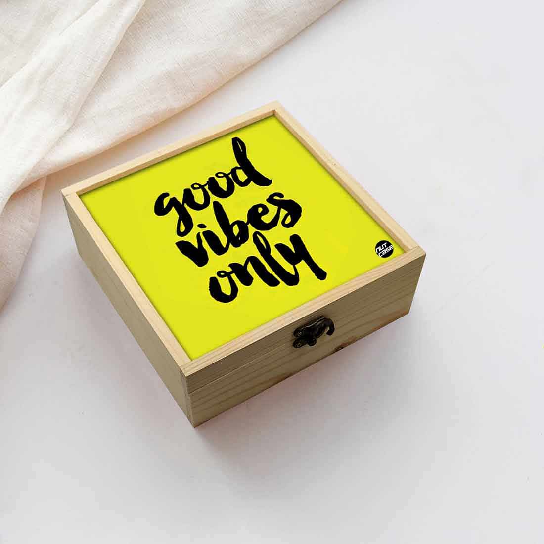 Jewellery Box Wooden Jewelry Organizer - Good Vibes Only - Image 2