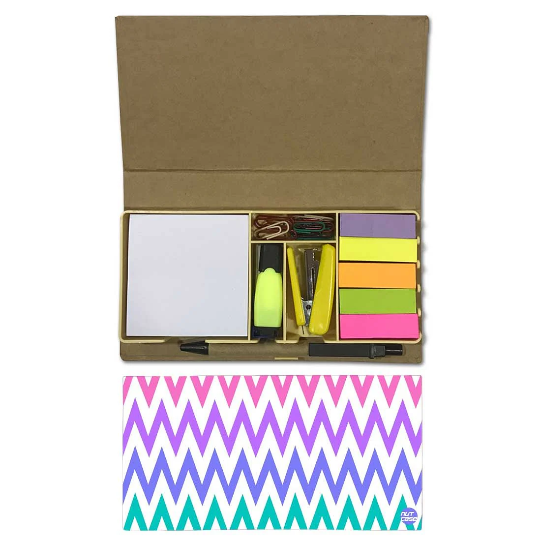 Stationery Kit Desk Organizer Memo Notepad - Multicolor Lines