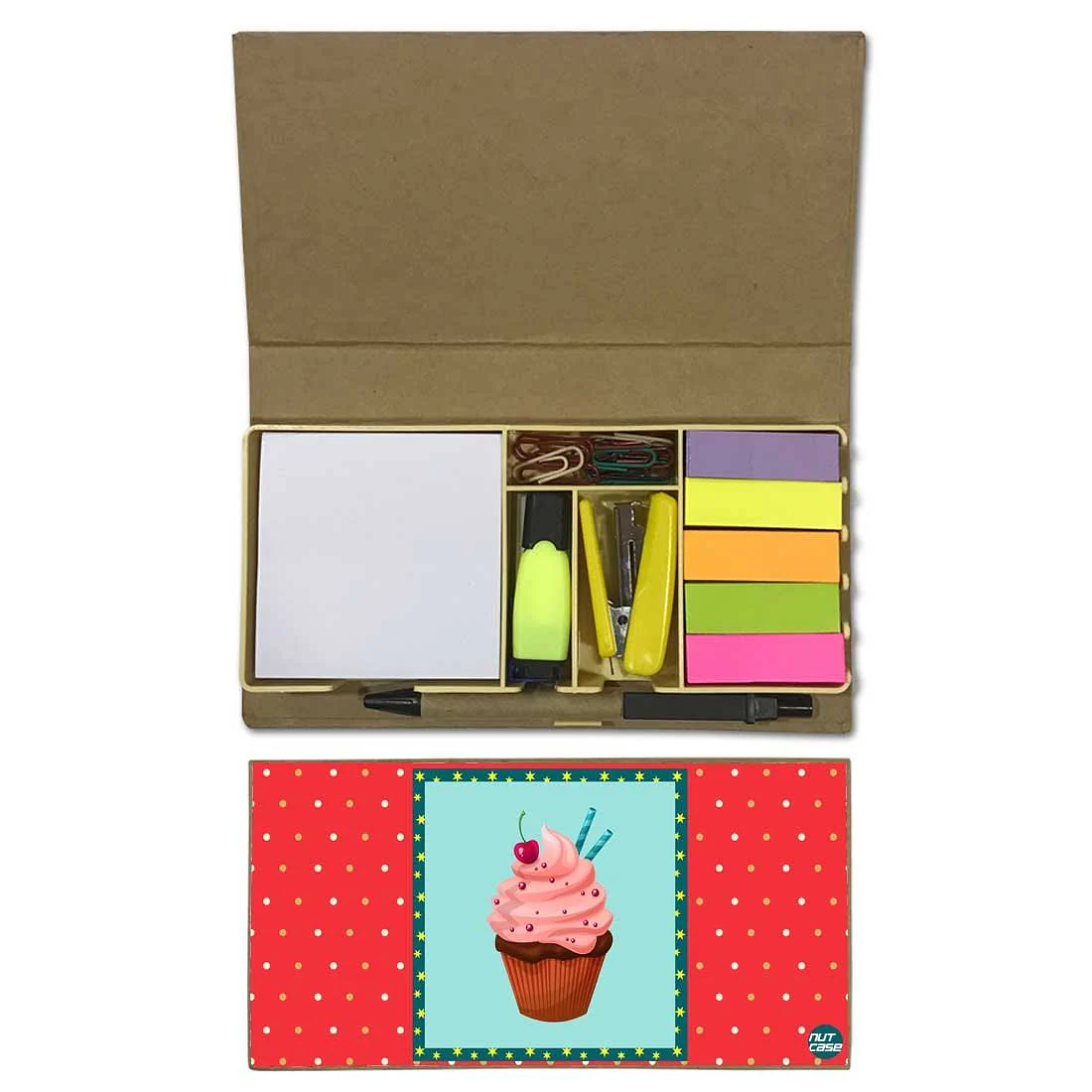 Stationery Kit Desk Organizer Memo Notepad - Cupcake