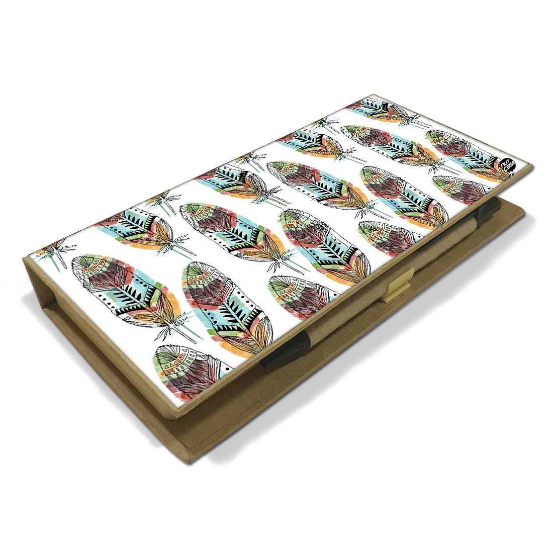 Stationery Kit Desk Organizer Memo Notepad - White Feathers - Image 3