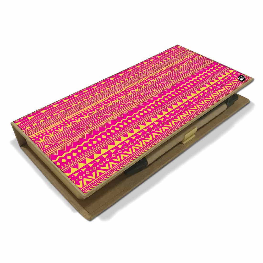 Stationery Kit Desk Organizer Memo Notepad - Pink Aztec - Image 3