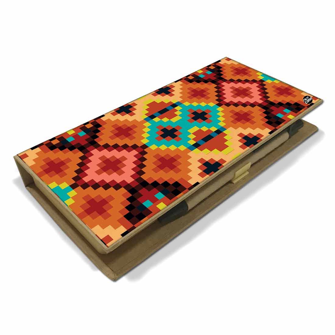 Stationery Kit Desk Organizer Memo Notepad - IKAT Pattern - Image 3