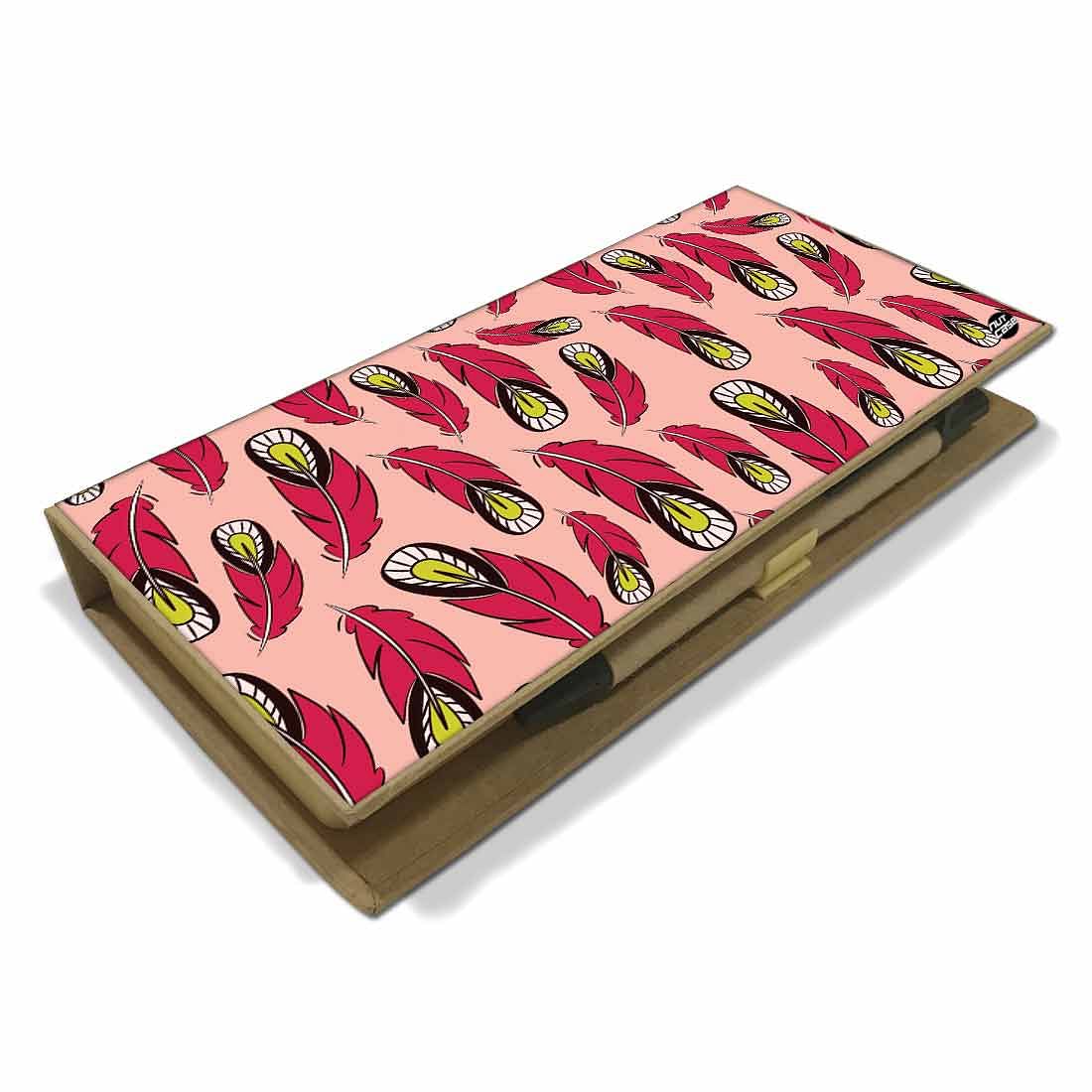Stationery Kit Desk Organizer Memo Notepad - Pink Feathers - Image 3