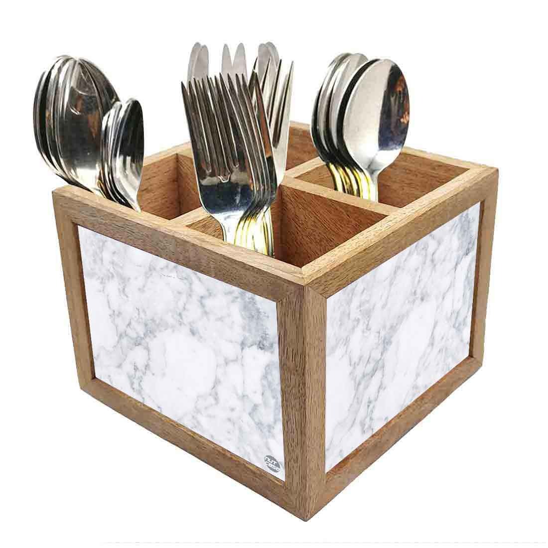 Cutlery Stand Holder for Dining Table Organizer - White Marble - Image 6