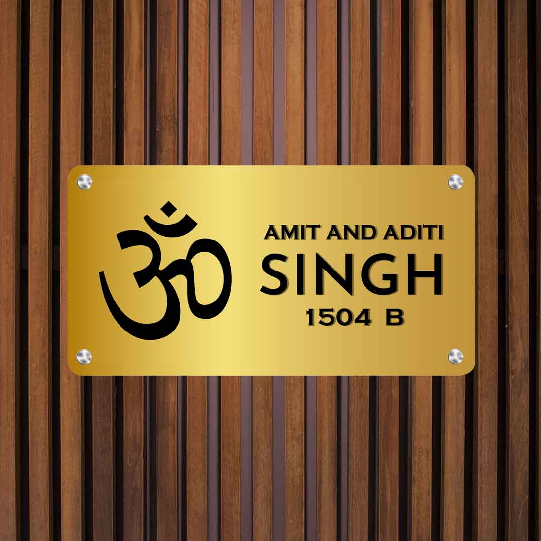 OM Name Plate for Home Entrance God House Nameplates with “ॐ” in Golden & Silver-16x7”