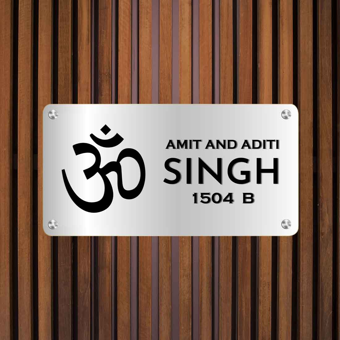 OM Name Plate for Home Entrance God House Nameplates with “ॐ” in Golden & Silver-16x7” - Image 2