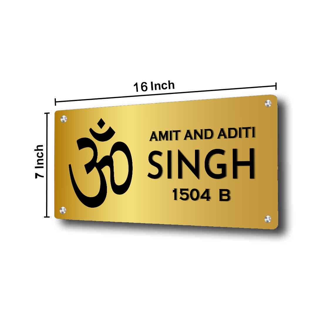 OM Name Plate for Home Entrance God House Nameplates with “ॐ” in Golden & Silver-16x7” - Image 4