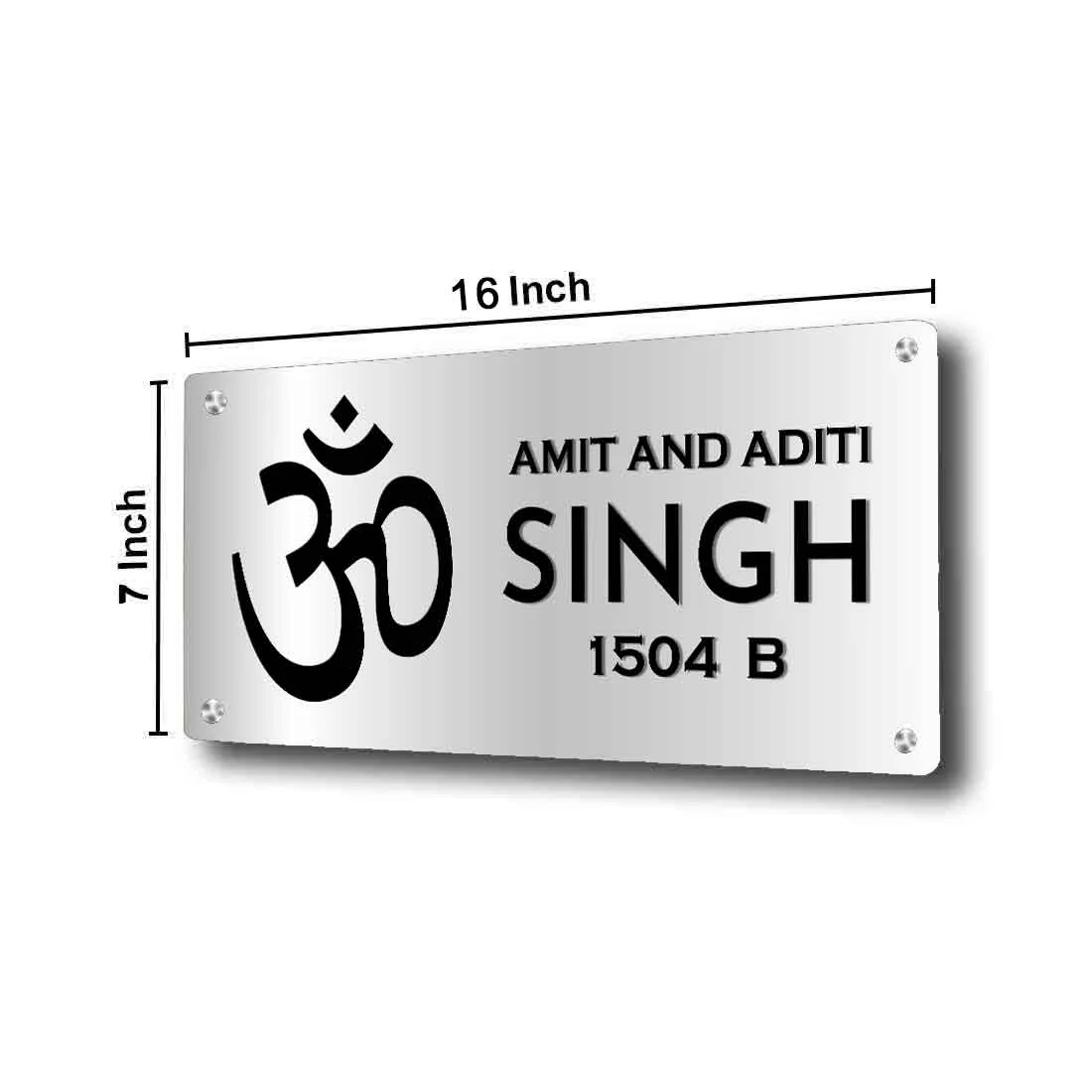 OM Name Plate for Home Entrance God House Nameplates with “ॐ” in Golden & Silver-16x7” - Image 6