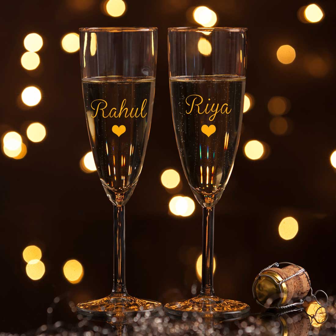 Gift Box with Pair of Champagne Glasses for Couple - Black Boxes Available - Image 4