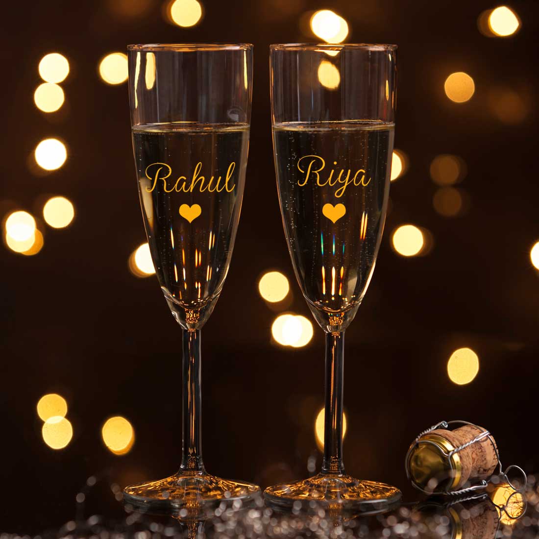 Gift Box with Pair of Champagne Glasses for Couple - Black Boxes Available - Image 6