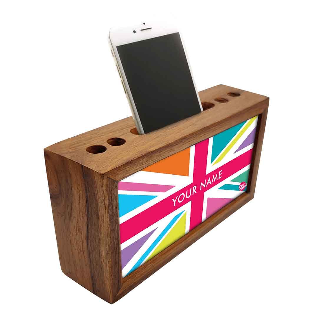 personalized Wood desk organizer - Union Jack British Flag - Image 2