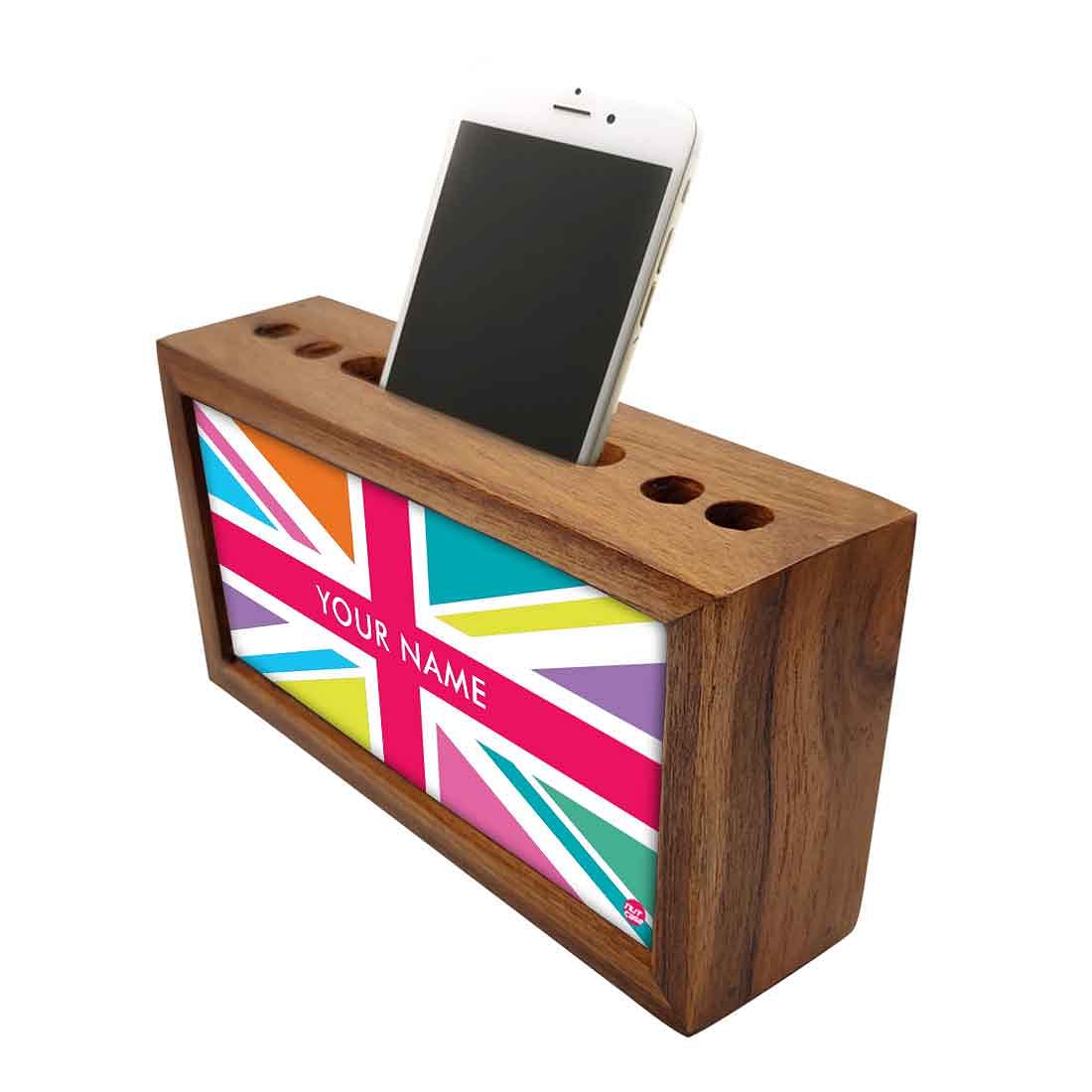 personalized Wood desk organizer - Union Jack British Flag - Image 3