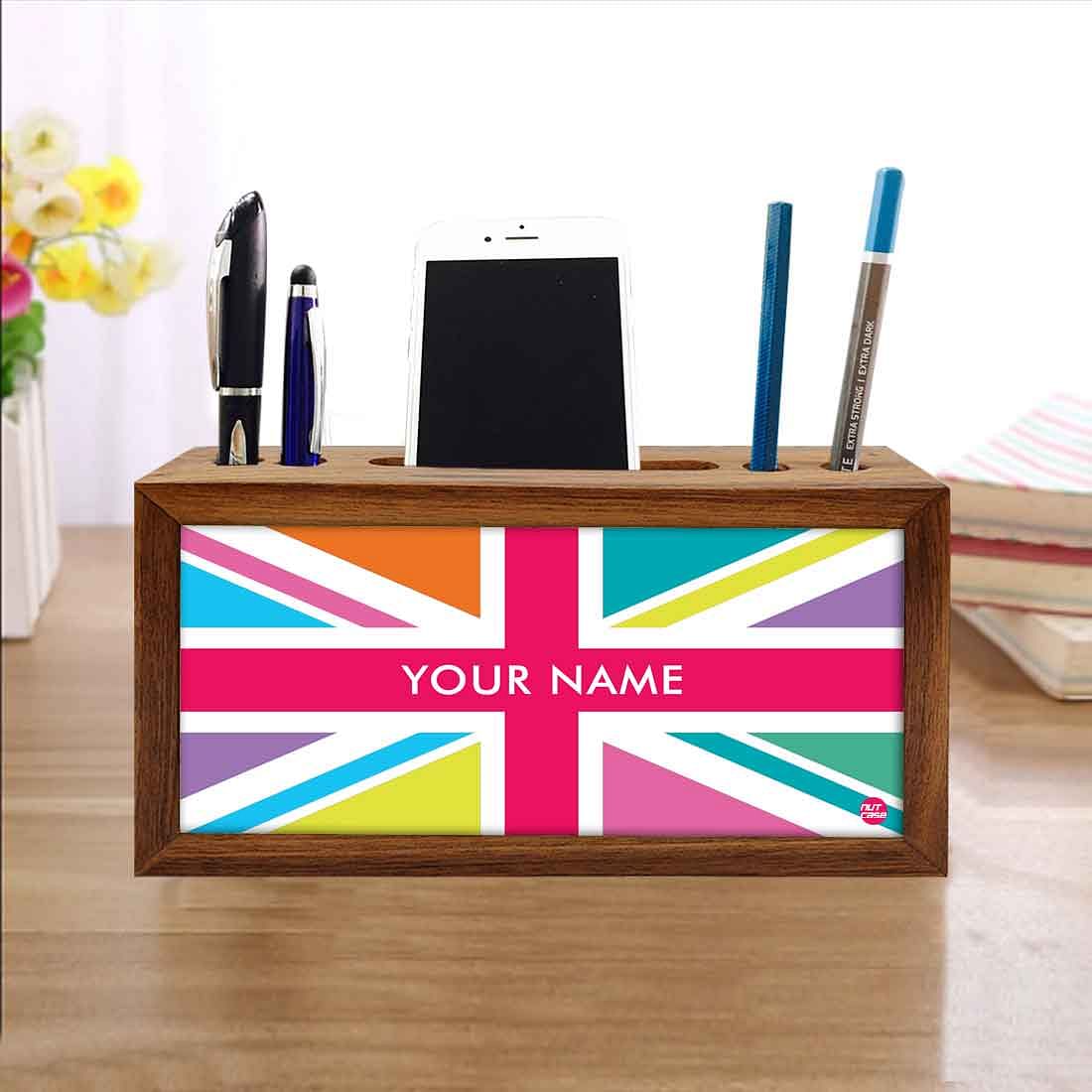 personalized Wood desk organizer - Union Jack British Flag - Image 4