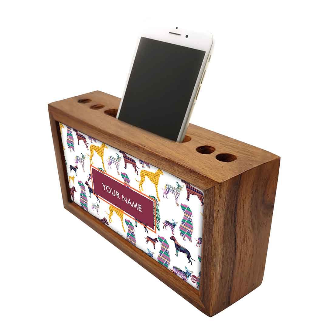 personalised Wooden desk organiser - Colorful Dog - Image 3