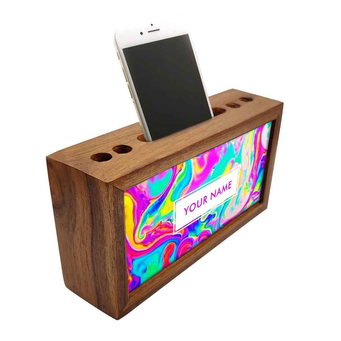 Personalized Wooden Desk Organizer - Oil Spill - Image 2