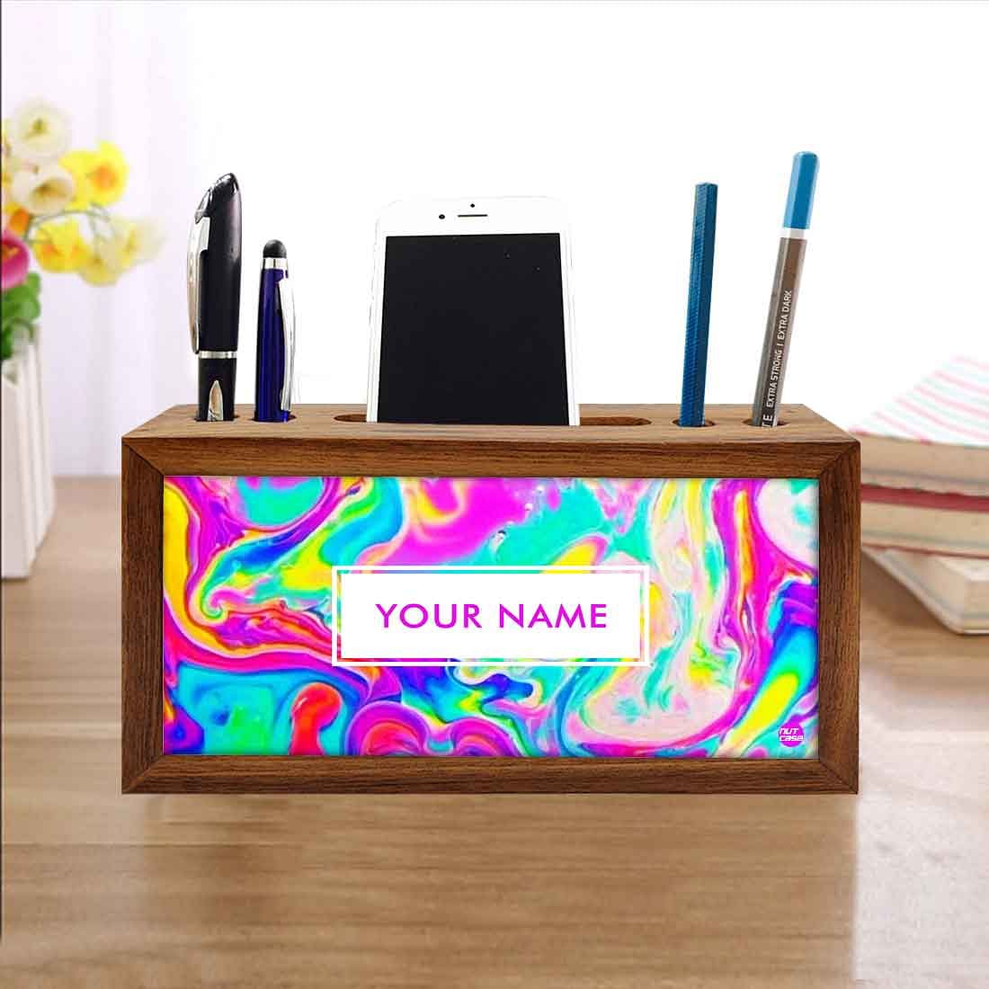 Personalized Wooden Desk Organizer - Oil Spill - Image 4