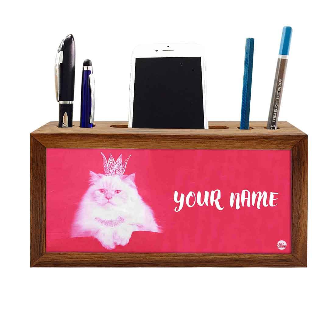 Custom Wooden Desk Organiser - Cute Cat