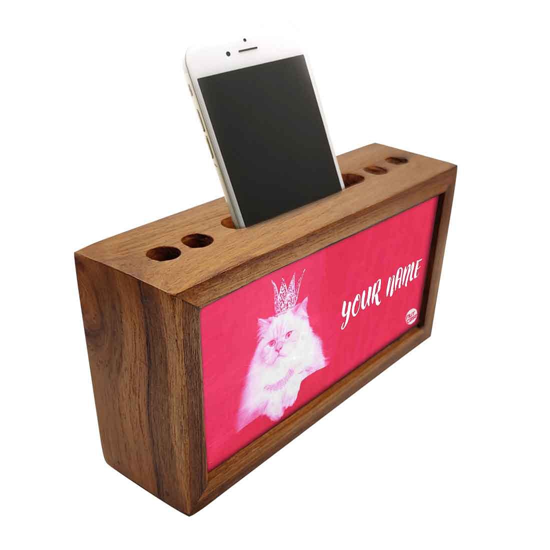 Custom Wooden Desk Organiser - Cute Cat - Image 2