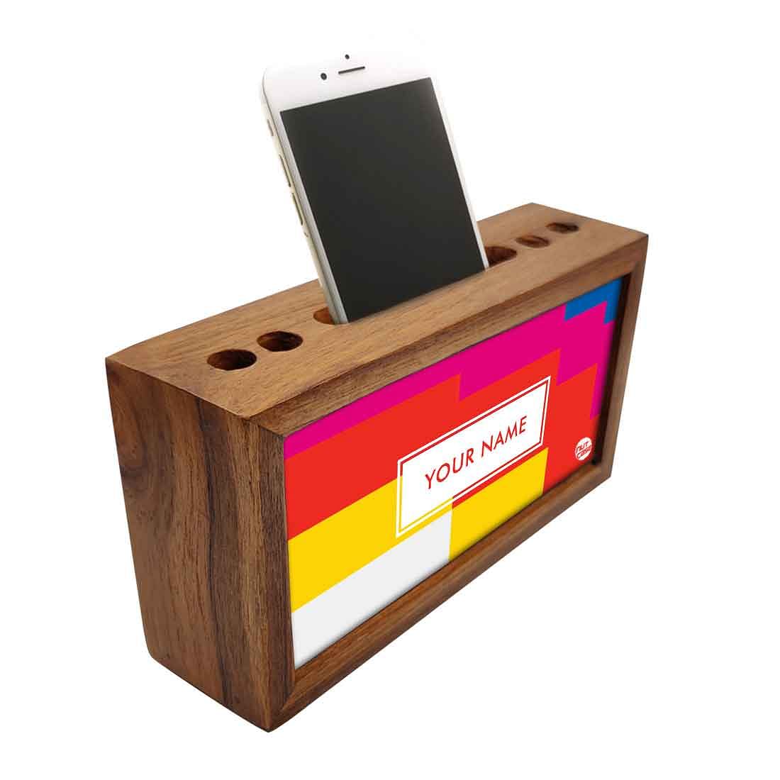 Personalized Wooden Stationery Organiser - Colorful Shapes - Image 2