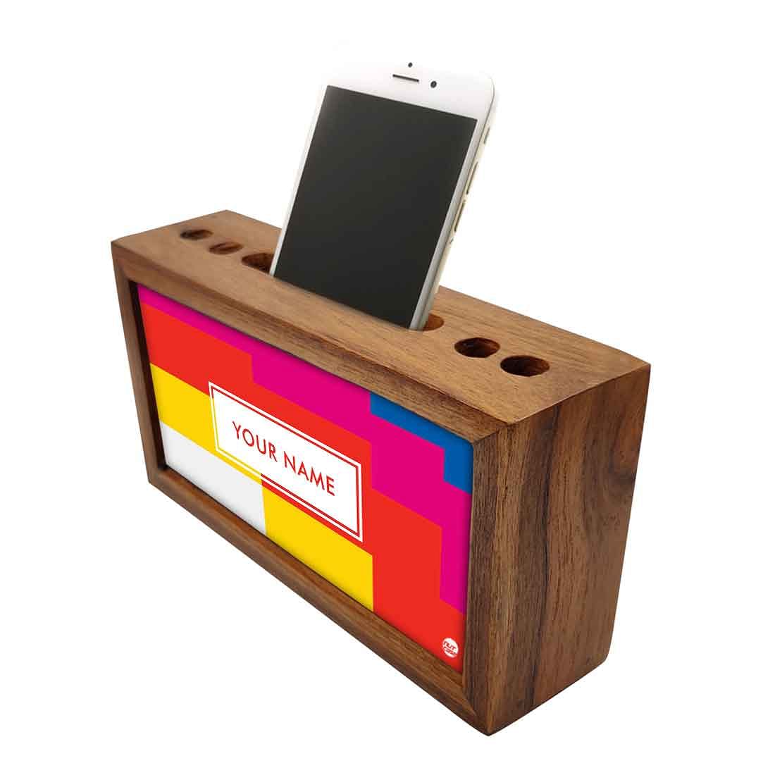 Personalized Wooden Stationery Organiser - Colorful Shapes - Image 3
