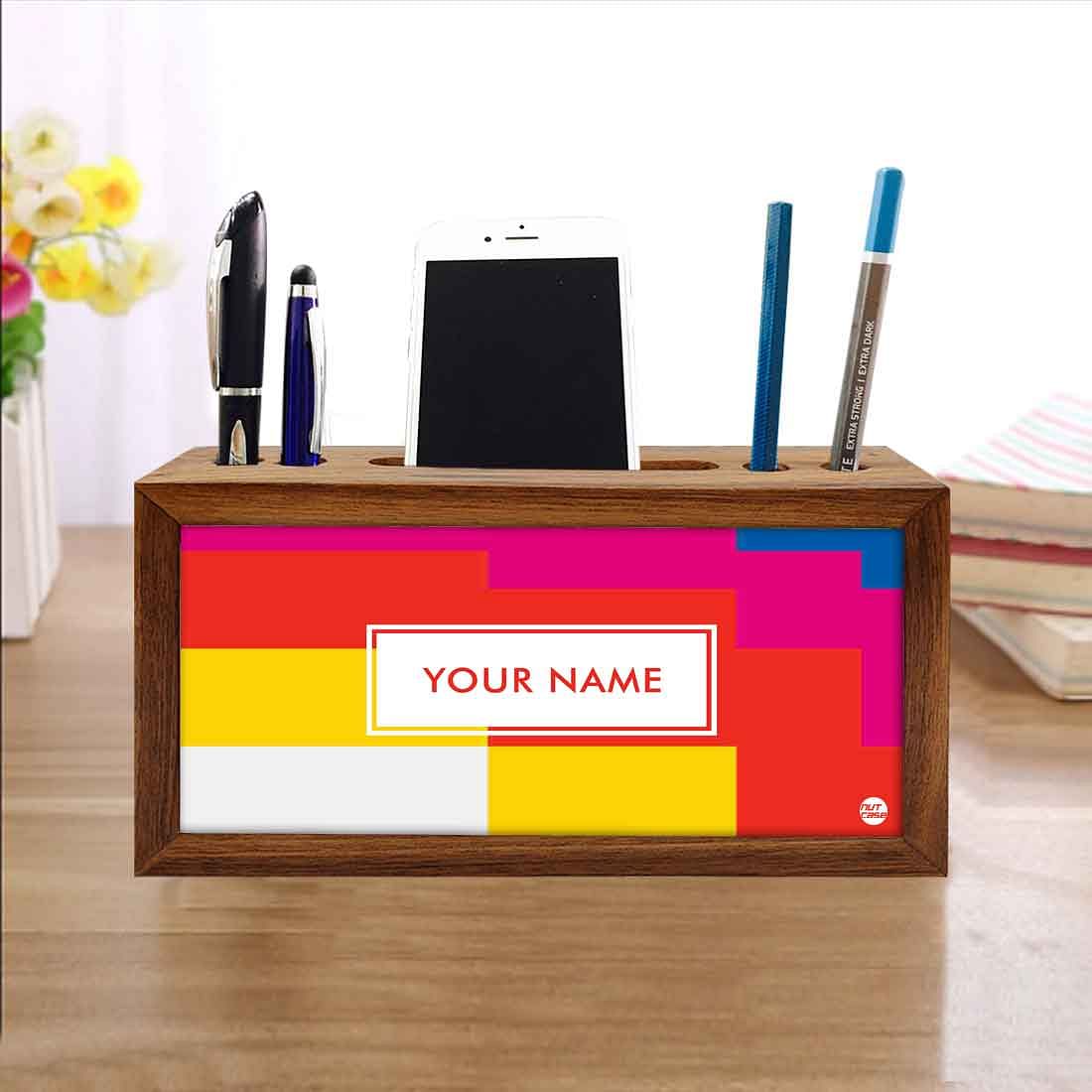 Personalized Wooden Stationery Organiser - Colorful Shapes - Image 4