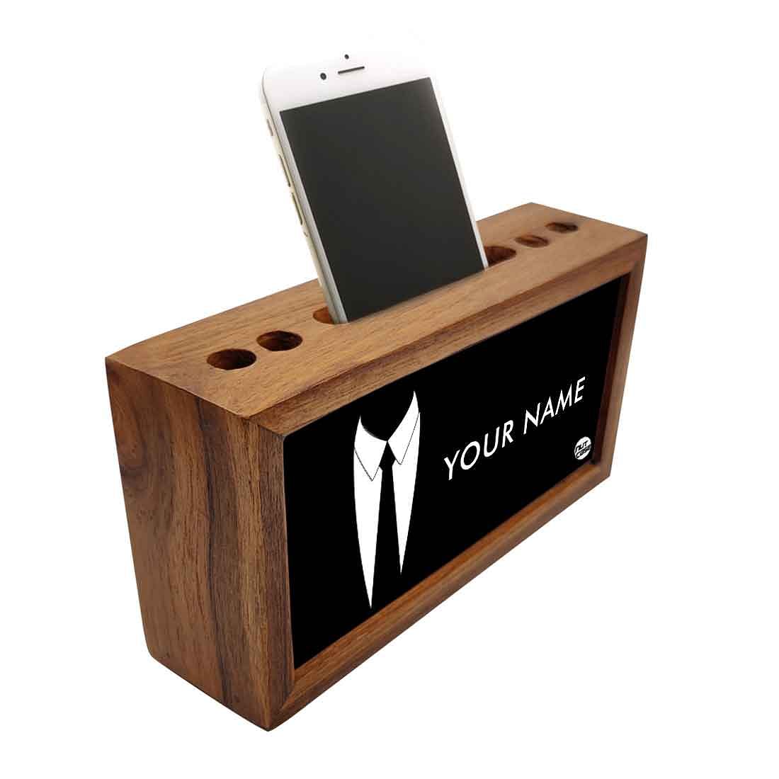Personalized Wooden desktop organizer - Suit Up - Image 2