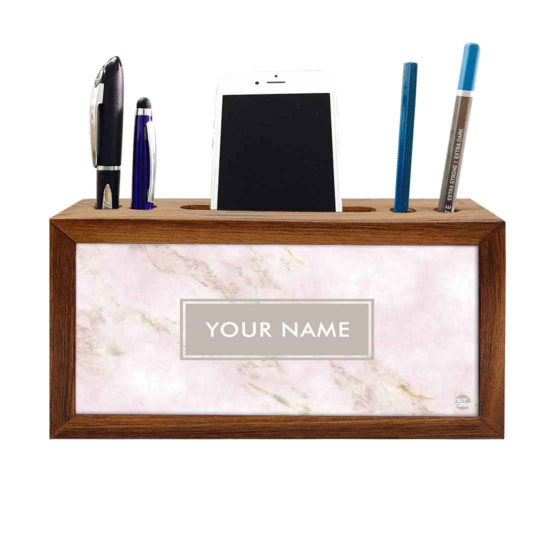 Customized Wooden desk storage - Pink Marble Pastel