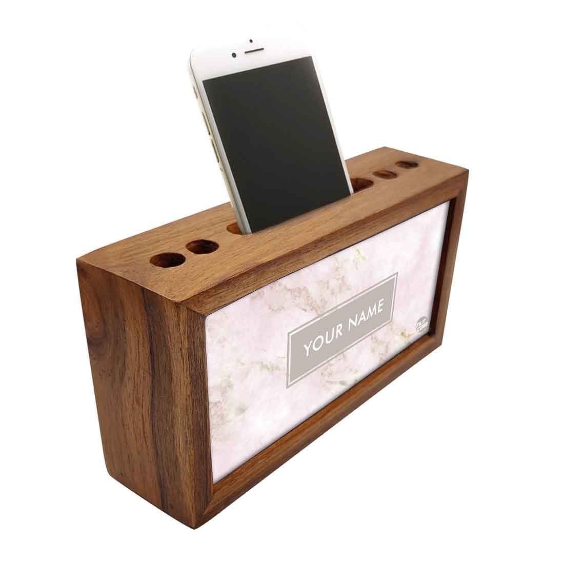 Customized Wooden desk storage - Pink Marble Pastel - Image 2