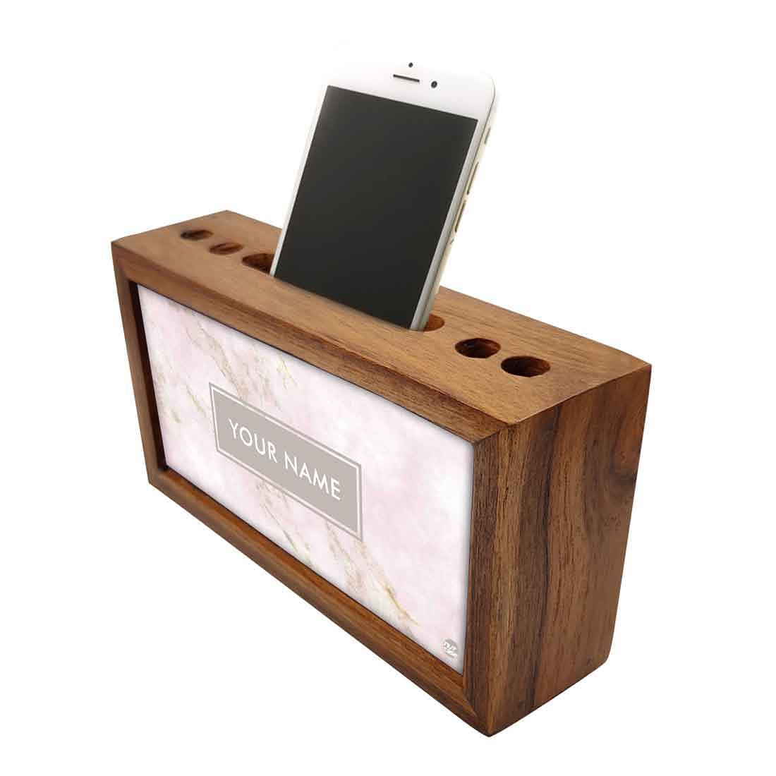 Customized Wooden desk storage - Pink Marble Pastel - Image 3