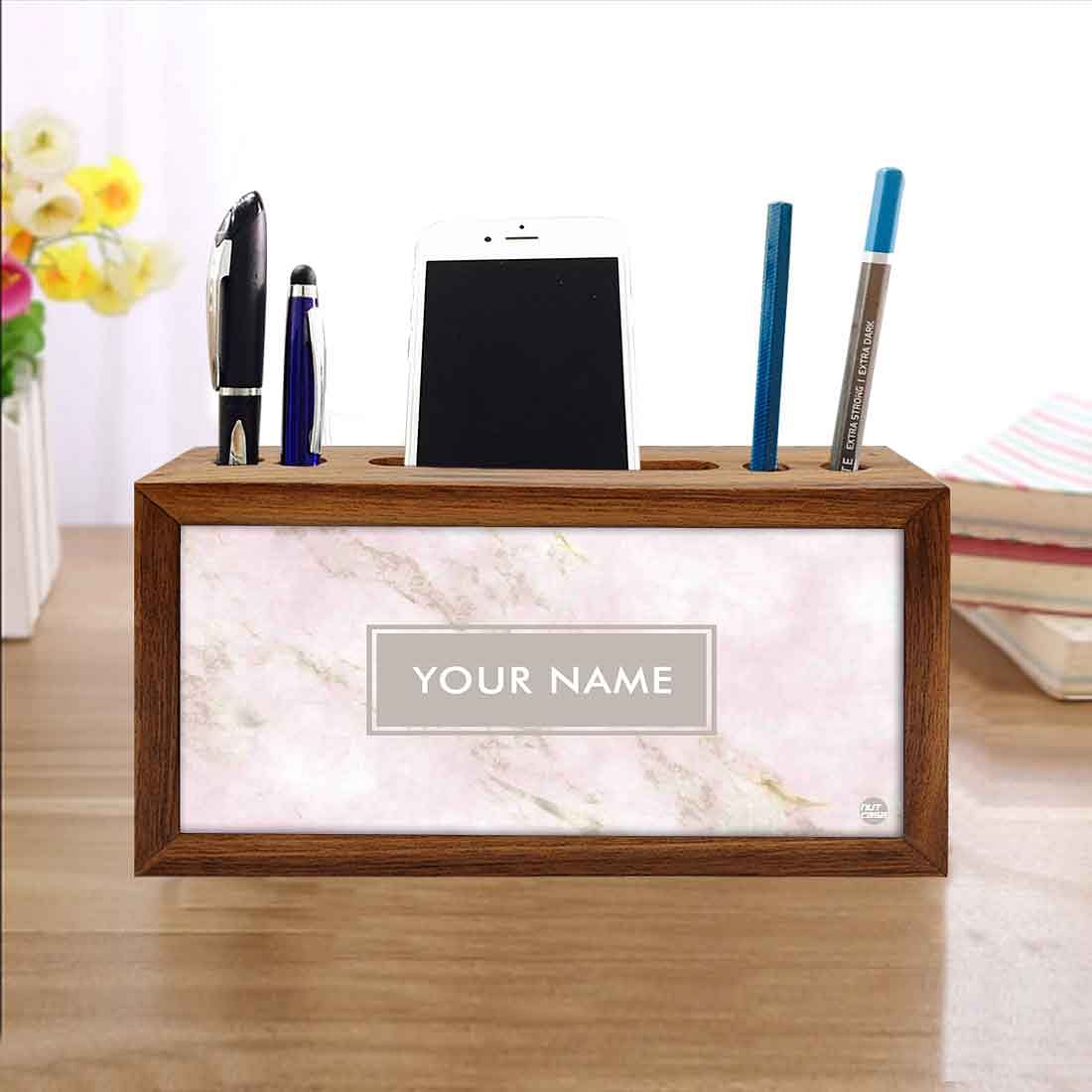Customized Wooden desk storage - Pink Marble Pastel - Image 4