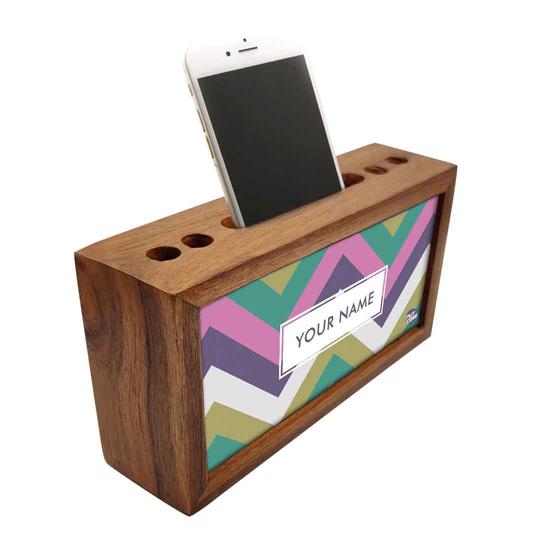 Custom Wooden pen organizer Mobile Stand - Chevron - Image 2