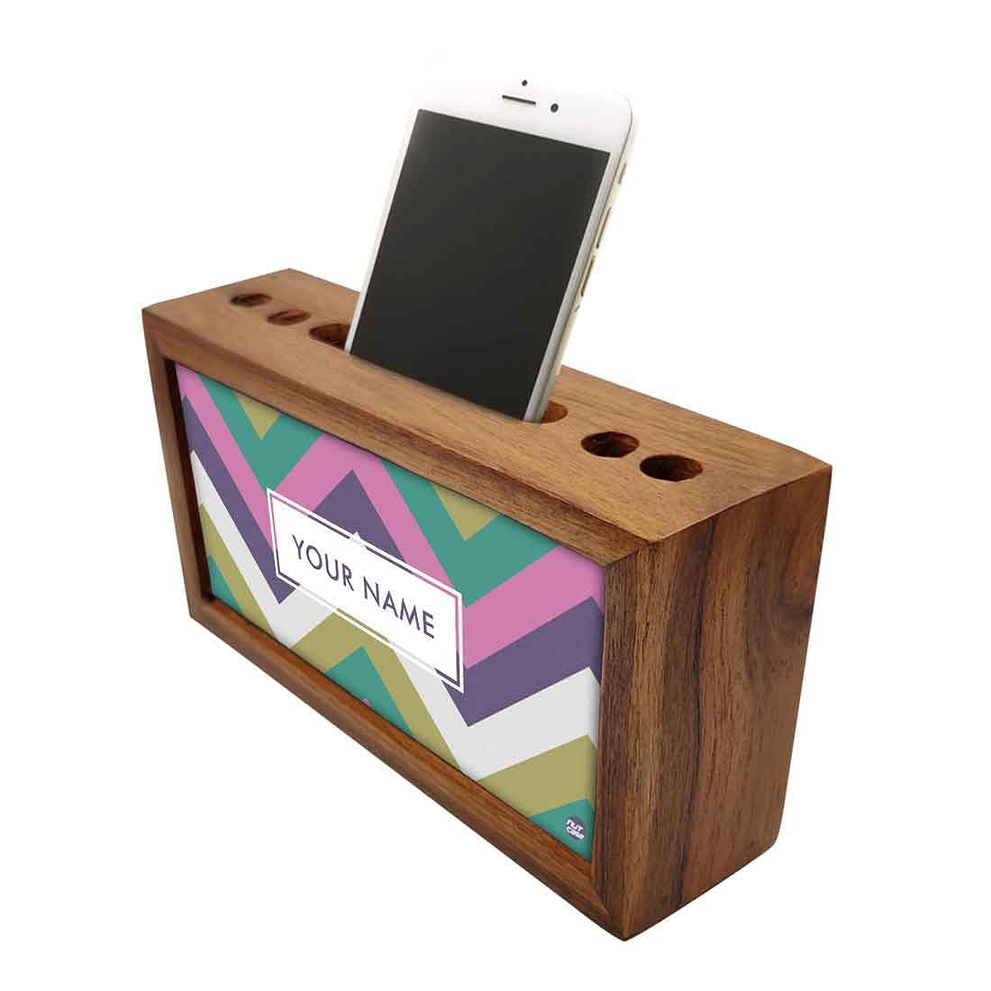 Custom Wooden pen organizer Mobile Stand - Chevron - Image 3