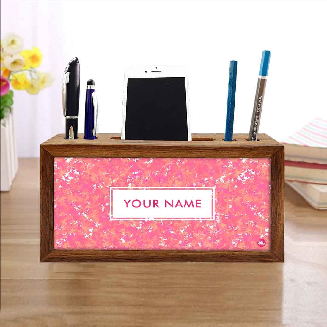 Custom Wooden desk organizer tray - Pink - Image 4