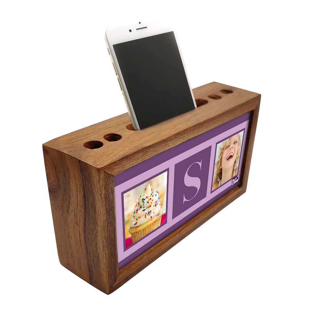 Personalized personalised Wooden desk organiser - Cup Cake Purple - Image 2