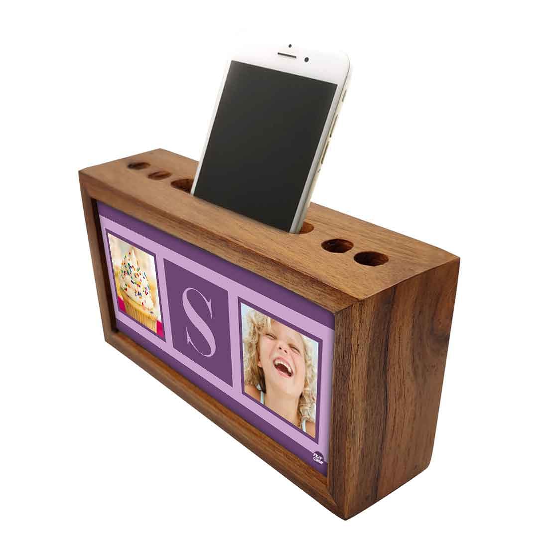 Personalized personalised Wooden desk organiser - Cup Cake Purple - Image 3
