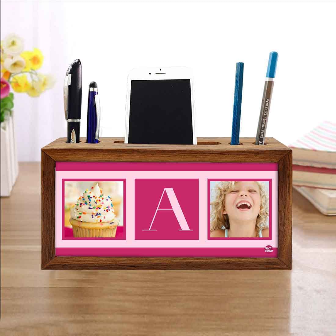 Customized Wooden Desk Organizer - Cup Cake Pink - Image 4