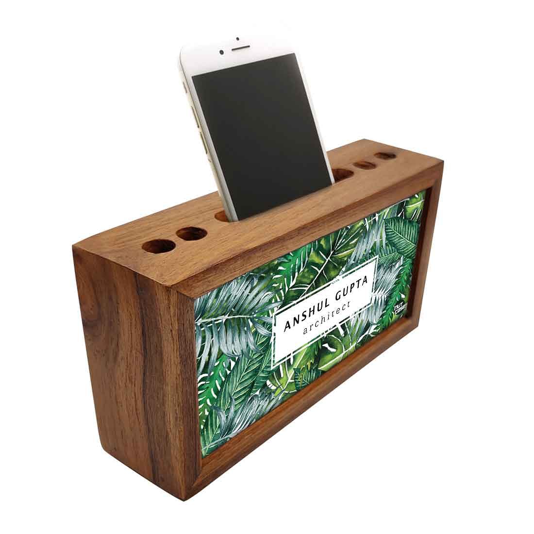 Custom-Made Wooden desk drawer organizer - Green Leaves - Image 2