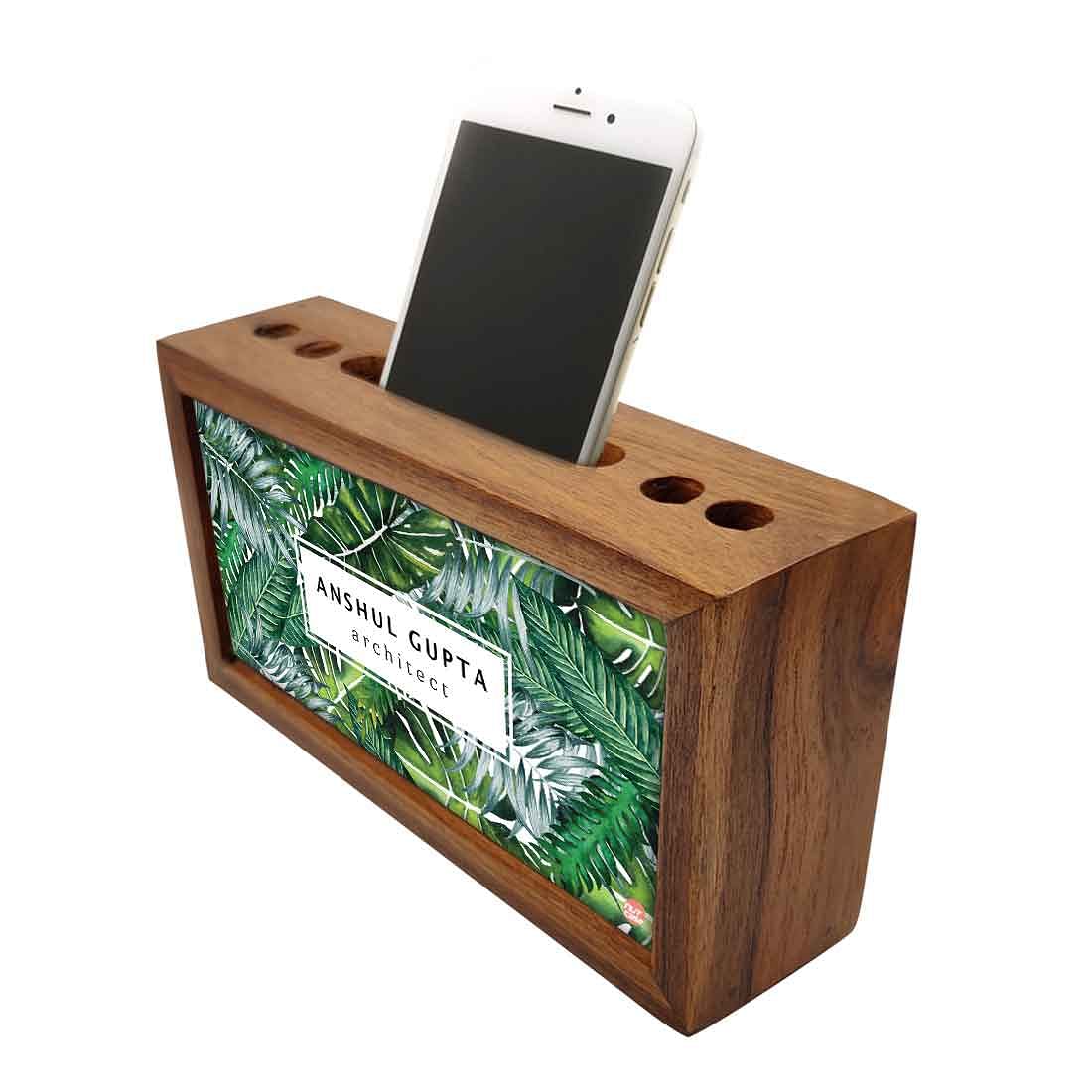Custom-Made Wooden desk drawer organizer - Green Leaves - Image 3