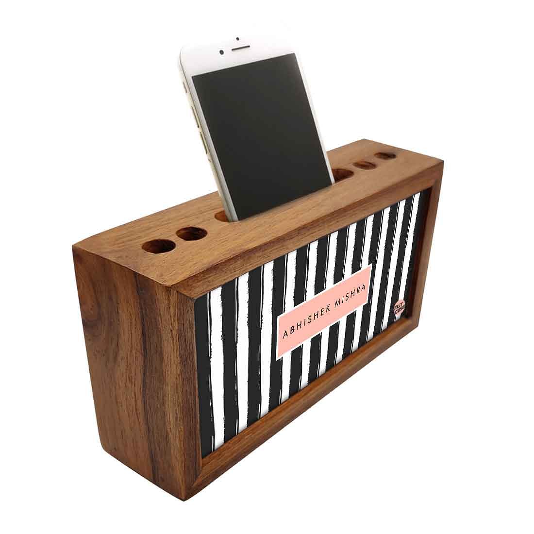 Personalized Wooden desk storage - Line Pattern - Image 2