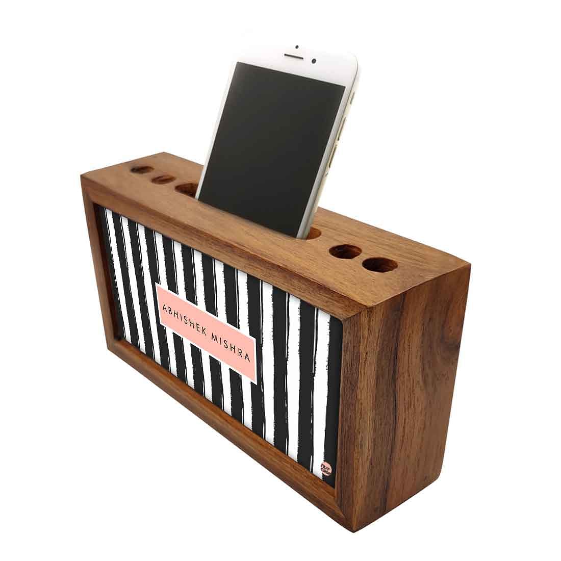 Personalized Wooden desk storage - Line Pattern - Image 3