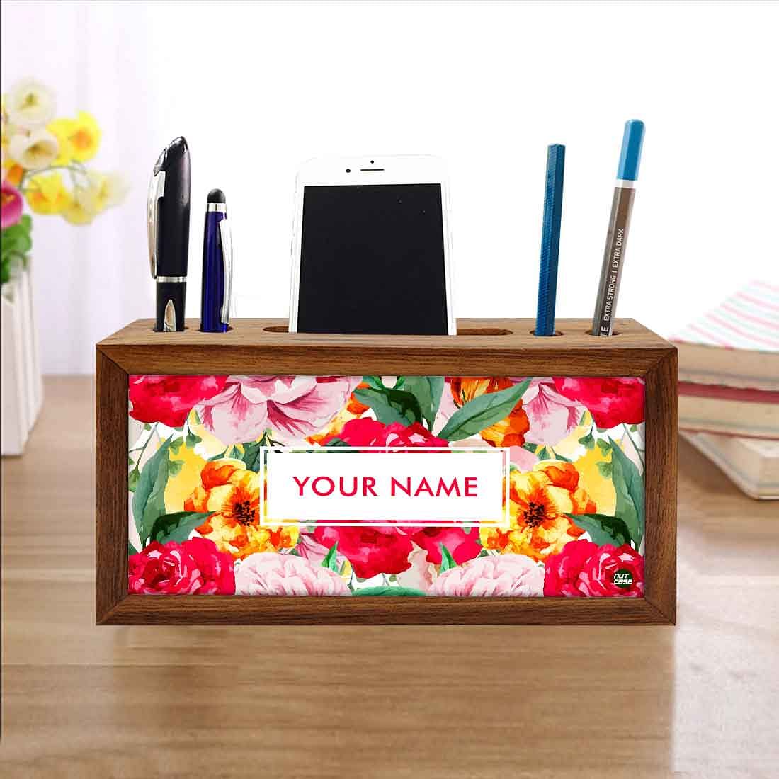 Customized Wooden desk organizer - Roses - Image 4
