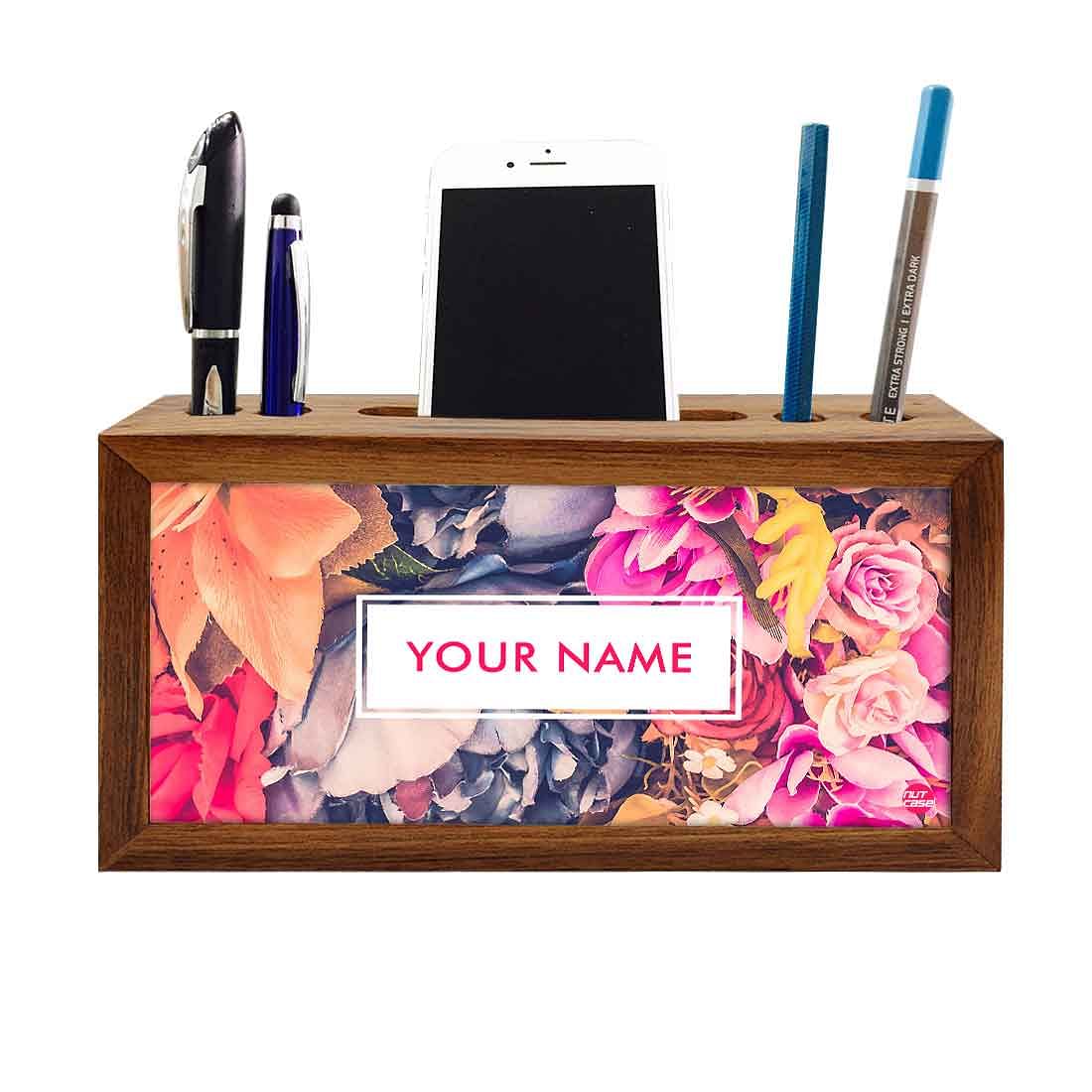 Custom Wooden desktop storage drawers - Colorful Roses